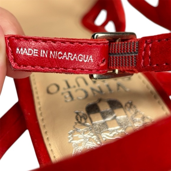 VINCE CAMUTO | Kaniana Red Suede Strappy Heels | 7.5 - Picture 10 of 13